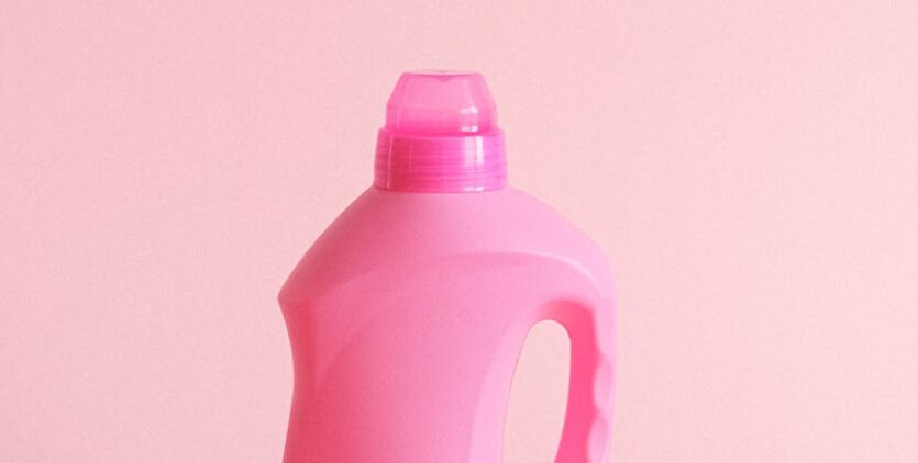 plastic bottle of detergent in studio