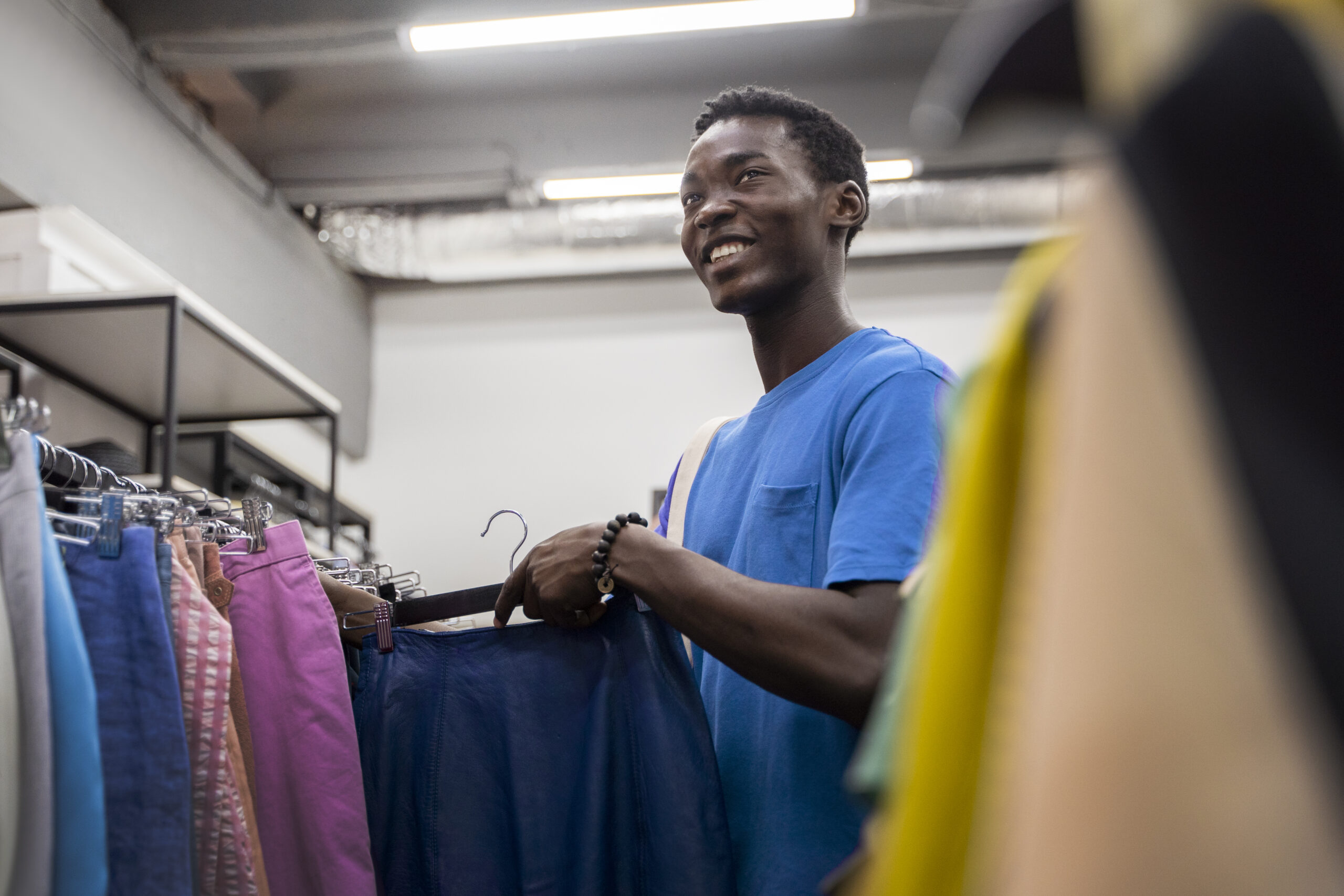 Smiling laundry attendant